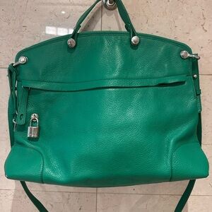 Green Leather Tote Bag